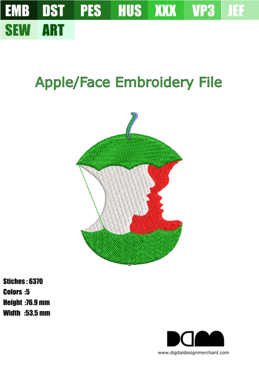 Apple/Face Embroidery File